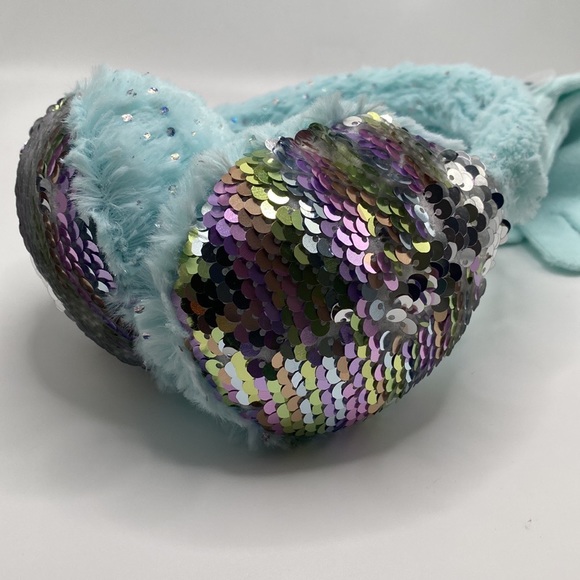 Olly & Friends Girl Sequin Earmuffs & Gloves SZ 4-6X Aqua Soft And Warm Winter - Picture 2 of 6